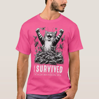 Camiseta Gato Engraçado Sobreviveu à Invasão do Inseto de C