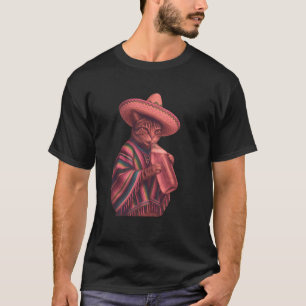 Camiseta Gato Engraçado Sombrero Mexicano Cinco De Mayo Cer