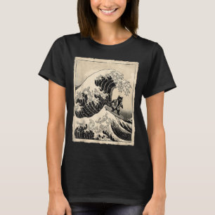 Camiseta Gato Engraçado Surfando Arte Japonesa Gatinho Anim