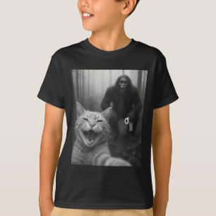 Camiseta Gato Engraçado Surpreende Selfie Feliz Com Doin Pé
