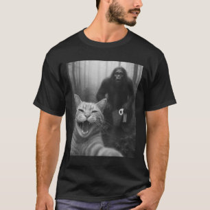 Camiseta Gato Engraçado Surpreende Selfie Feliz Com Doin Pé