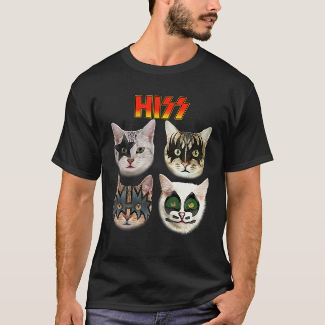 Camiseta Gato Engraçado T, Gato Lover, Gato Hiss, Gato Prop (Frente)