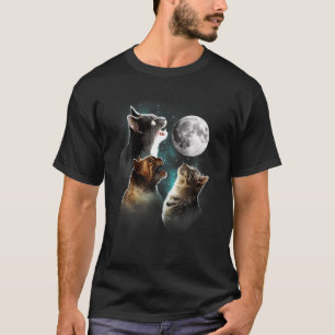 Camiseta Gato Engraçado T, Gatos A Mogar Na Lua, Gato Lover