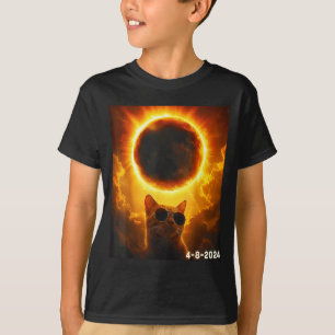 Camiseta Gato Engraçado Tirando Selfie Eclipse Solar