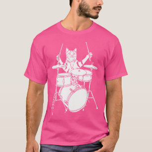 Camiseta Gato Engraçado Tocando Tambor Kit
