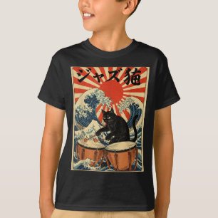 Camiseta Gato Engraçado Tocando Tímpano Para Percussão de M