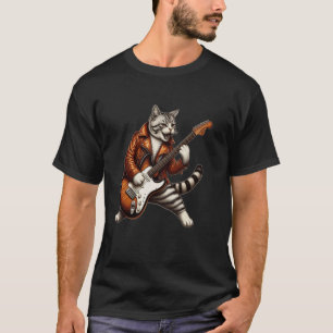 Camiseta Gato Engraçado Tocando Violão Gato Guitarrista Ast
