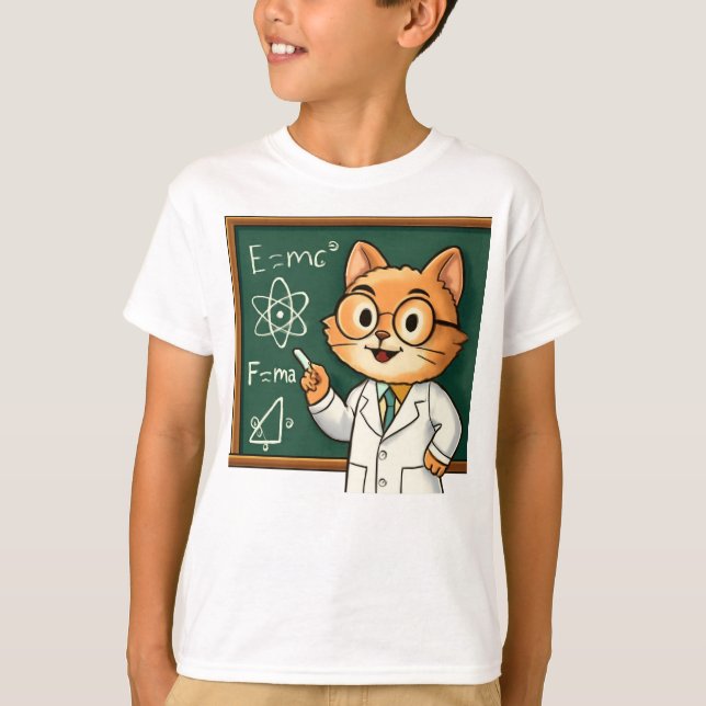 Camiseta Gato Engraçado Trabalhando a partir da Ilustração  (Frente)