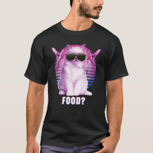 Camiseta Gato Engraçado Usando Óculos de Sol com Jatos Rosa