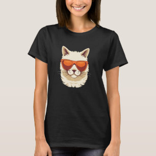 Camiseta Gato engraçado usando óculos de sol laranja, Amant