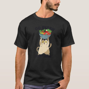 Camiseta Gato Engraçado Vegano Premium à Base de Plantas