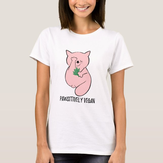 Camiseta Gato engraçado vegetariano simples (Frente)