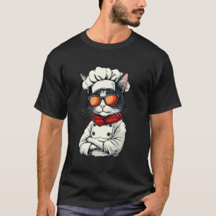 Camiseta Gato Engraçado Vestido Como Um Chef De Cozinha Coz