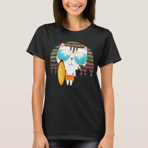 Camiseta gato engraçado vestindo óculos de sol segurando pr