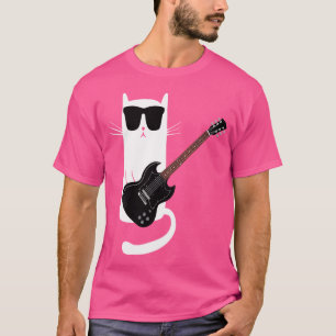 Camiseta Gato Engraçado Vestindo Óculos De Sol Tocando Gato