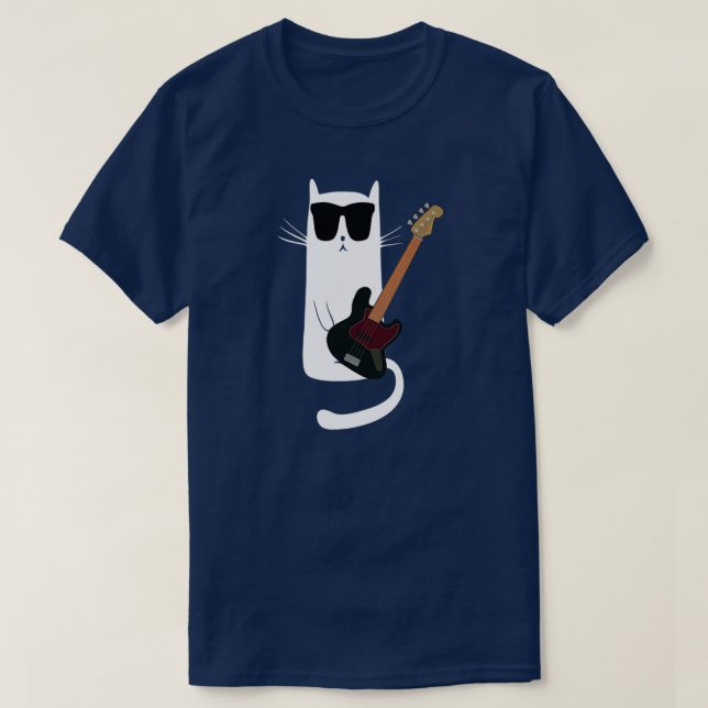 Camiseta Gato Engraçado Vestindo Óculos De Sol Tocando Viol (Frente do Design)