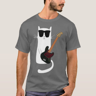 Camiseta Gato Engraçado Vestindo Óculos De Sol Tocando Viol