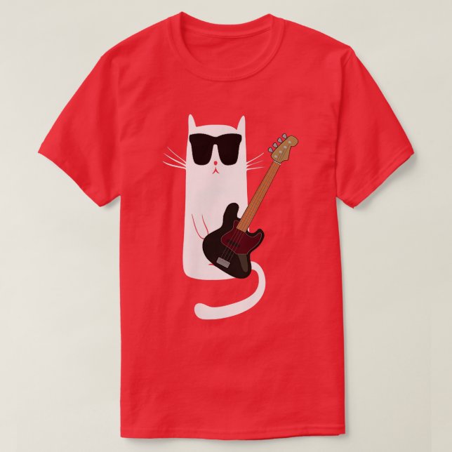 Camiseta Gato Engraçado Vestindo Óculos De Sol Tocando Viol (Frente do Design)