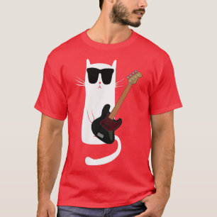 Camiseta Gato Engraçado Vestindo Óculos De Sol Tocando Viol