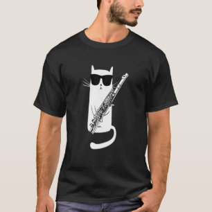 Camiseta Gato Engraçado Vestindo Óculos Solares Fazendo Flu