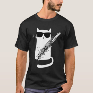 Camiseta Gato Engraçado Vestindo Óculos Solares Fazendo Flu