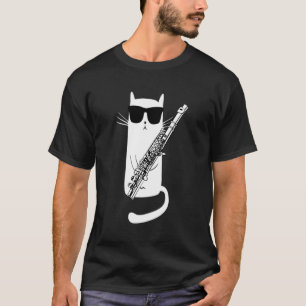 Camiseta Gato Engraçado Vestindo Óculos Solares Fazendo Flu