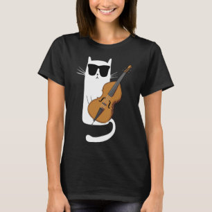 Camiseta Gato Engraçado Vestindo Óculos Solares Jogando Cel