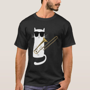 Camiseta Gato Engraçado Vestindo Óculos Solares Jogando Tro