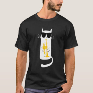 Camiseta Gato Engraçado Vestindo Óculos Solares Jogando Tro
