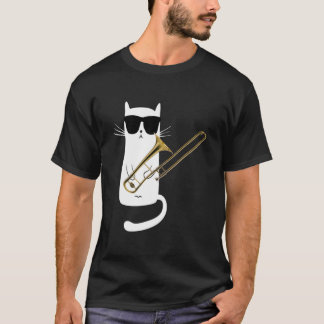 Camiseta Gato Engraçado Vestindo Óculos Solares Jogando Tro