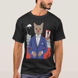 Camiseta Gato Engraçado Vestindo Terno Empresário Homem de 
