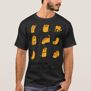 Camiseta Gato Engraçado Yoga Respirar Purr Saída Meditação