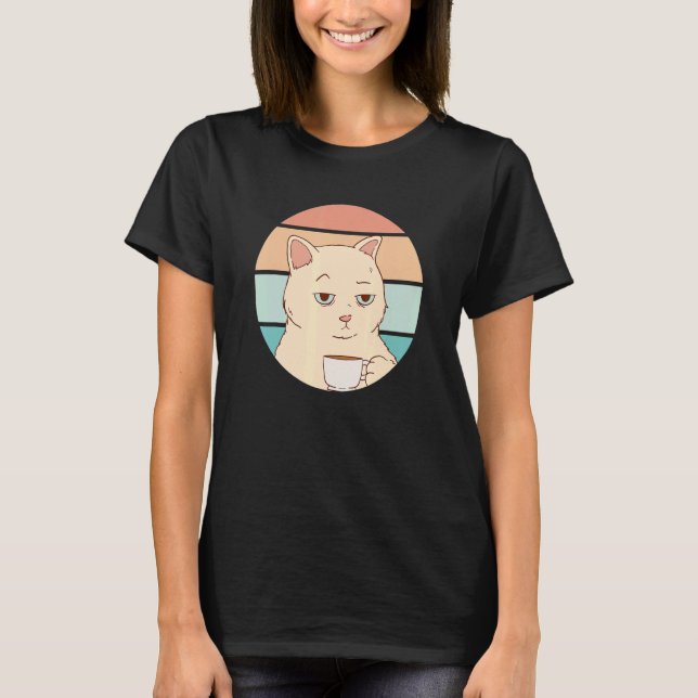 Camiseta Gato Entediado Com Café (Frente)