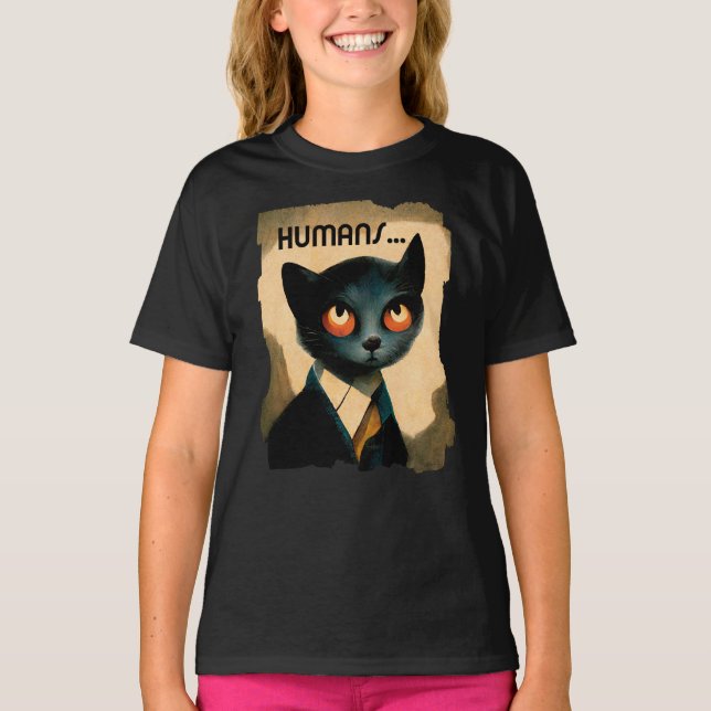 Camiseta Gato Entediado Por Humanos | Arte Para T-Shirt Gat (Frente)