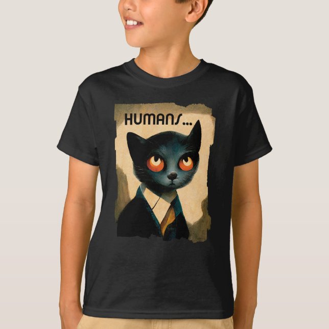 Camiseta Gato Entediado Por Humanos | Arte Para T-Shirt Gat (Frente)