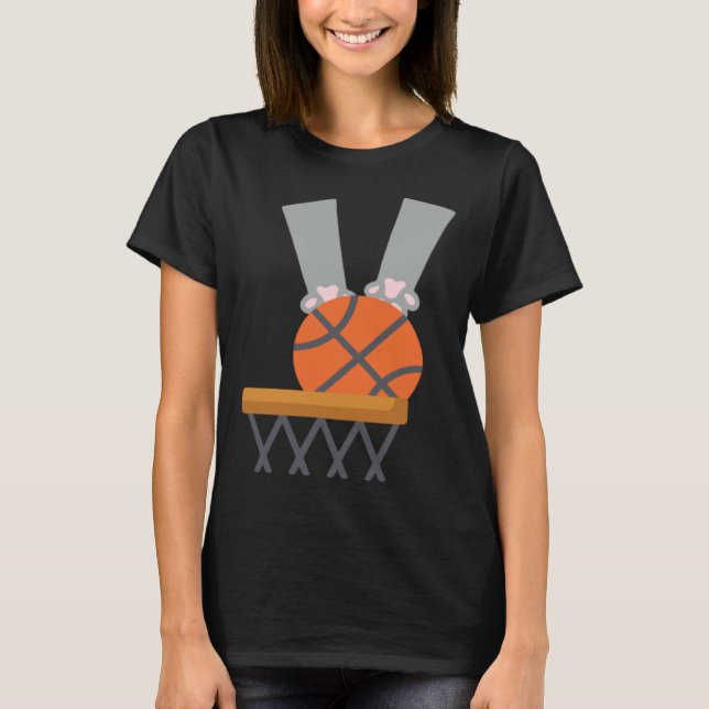 Camiseta Gato enterrada gato enterrando uma bola de basquet (Frente)