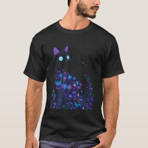 Camiseta Gato entre Flores Homens Mulheres Crianças Cottage