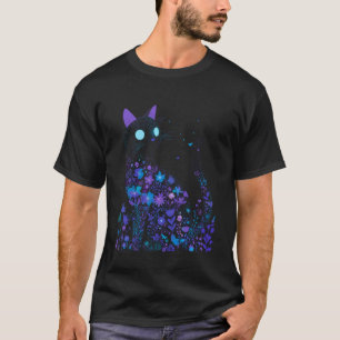 Camiseta Gato entre Flores Homens Mulheres Crianças Cottage