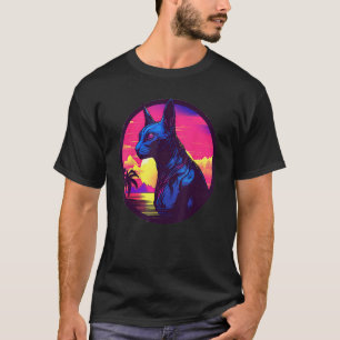 Camiseta Gato Esfinge do Pôr do Sol Retrô