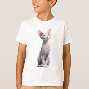Camiseta Gato Esfinge Infantil Aquarela Pastel