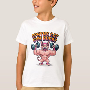 Camiseta Gato Esfinge Musculoso Parceiro de Academia Cartoo