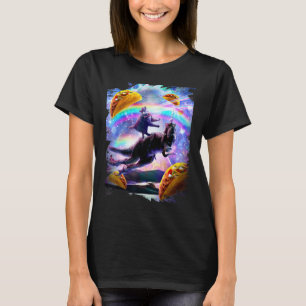 Camiseta Gato Espacial a Laser no Unicórnio Dinossauro Arco