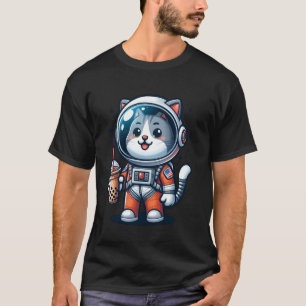 Camiseta Gato Espacial Amante de Chá Boba Fofo Astronauta B