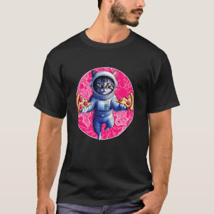 Camiseta Gato Espacial Amante de Pizza Astronauta Engraçado