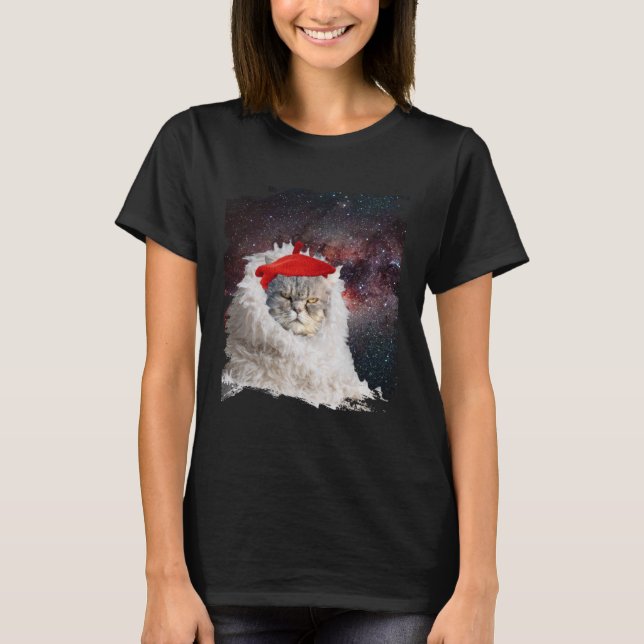 Camiseta Gato Espacial Astro Cujo Universo É Grito (Frente)