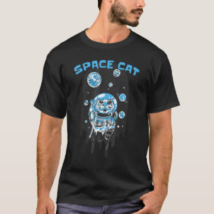 Camiseta Gato Espacial Astronauta Espacial Crianças