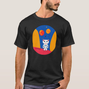 Camiseta Gato Espacial Astronauta Explorando planetas Ciênc