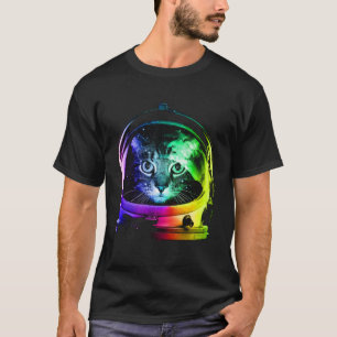 Camiseta Gato espacial astronauta para homens, mulheres cri