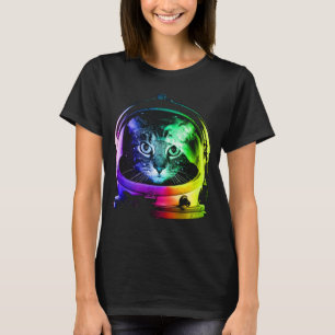 Camiseta Gato espacial astronauta para homens, mulheres cri