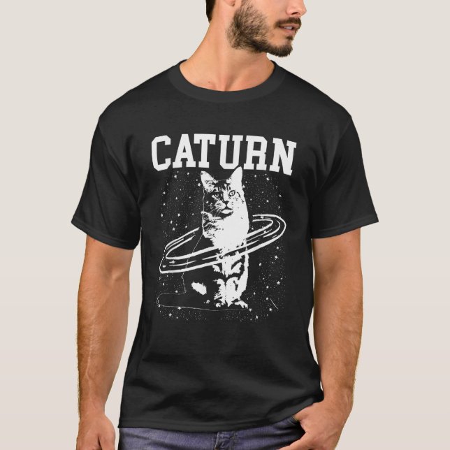 Camiseta Gato Espacial Caturn Saturno  (Frente)